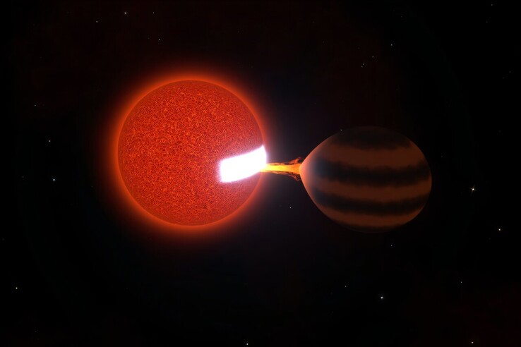 Una ilustración artística que muestra el sistema ZTF J0440+2325.
