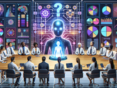 Reunión de investigación sobre IA (Generada con DALL-E 3)