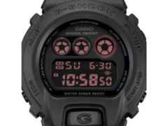 El nuevo modelo Casio G-Shock x Montedio Yamagata collab (en la imagen) viene con una pantalla LCD inversa teñida de rojo, junto a una retroiluminación LED blanca y limpia. (Fuente de la imagen: Great G-Shock World)