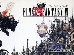 El arte clave original de Final Fantasy VI de 1994, obra de Yoshitaka Amano, con Terra Branford y la ciudad industrial de Vector.