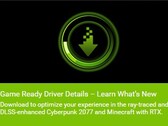 NVIDIA GeForce Controlador Game Ready 460.79 - Novedades Soporte de DLSS en Cyberpunk 2077 y Minecraft RTX en Windows 10 (Fuente: GeForce Experience app)
