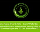 NVIDIA GeForce Controlador Game Ready 460.79 - Novedades Soporte de DLSS en Cyberpunk 2077 y Minecraft RTX en Windows 10 (Fuente: GeForce Experience app)