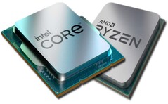La serie Alder Lake ha obtenido buenos resultados frente a los chips Zen 3 de AMD, de un año de antigüedad. (Fuente de la imagen: Intel/AMD - editado)