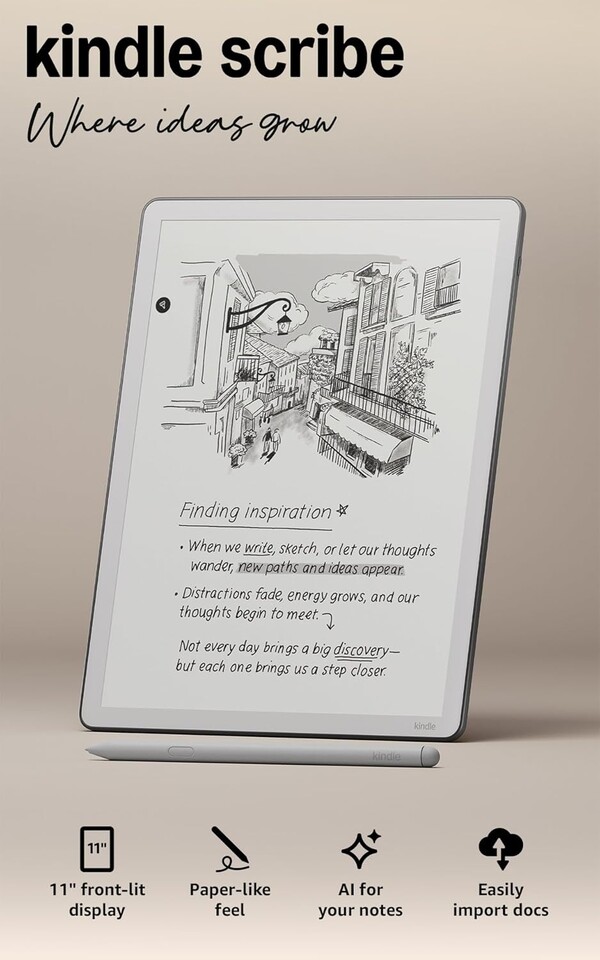 El nuevo Kindle Scribe tiene ahora biseles de tamaño uniforme en todos los lados. (Fuente de la imagen: Amazon)