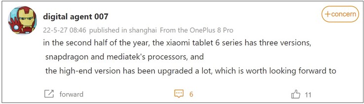 Comentario de la Xiaomi Pad 6. (Weibo - traducción automática)