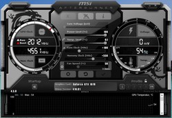 MSI Afterburner: GeForce GTX 1070 overclocking – GPU clock speed + 100 MHz; VRAM + 550 MHz