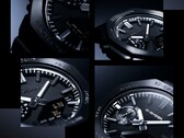 Collage de imágenes en primer plano en las que se aprecian la textura de la esfera, los índices horarios y el bisel del Casio G-Shock GM-2100LXB.