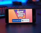 Se muestra el material promocional de GTA 6 para PS5 en un smartphone