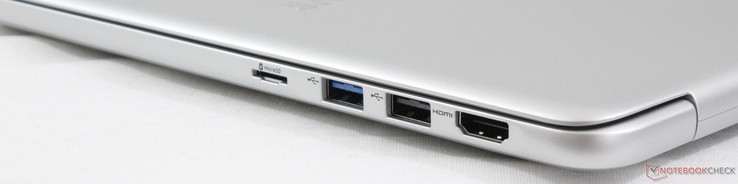 Derecha: lector MicroSD, USB 3.0, USB 2.0, HDMI