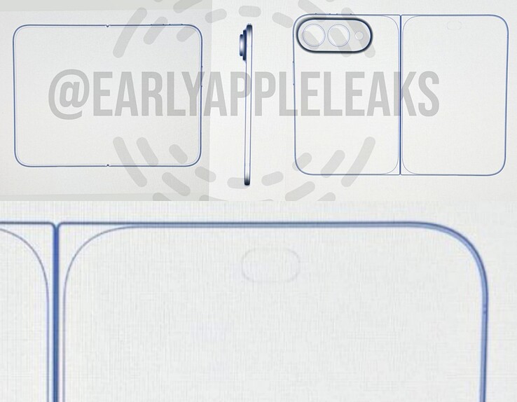 Los renders CAD filtrados del iPhone plegable muestran un recorte de Dynamic Island.