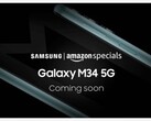 El Galaxy M34 está en camino. (Fuente: Amazon IN)