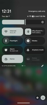 Pantalla de notificaciones con ajustes rápidos