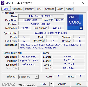 Captura de pantalla CPU-Z de la frecuencia récord