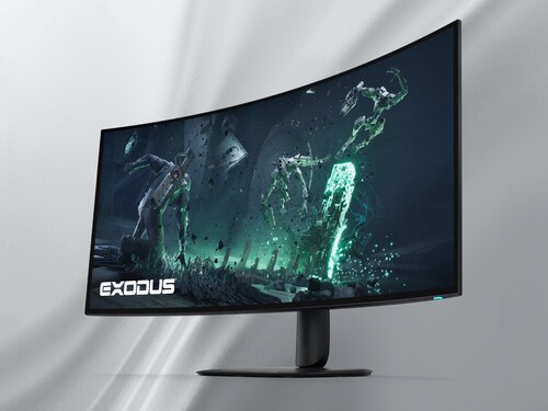 Se muestra la curvatura del monitor OLED Alienware AW3926QW 5K