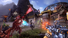 Captura de pantalla de Borderlands 2 que muestra a los monstruos luchando contra Zero