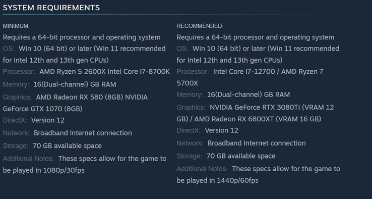 Requisitos del sistema de Immortals of Aveum. (Fuente de la imagen: Steam)