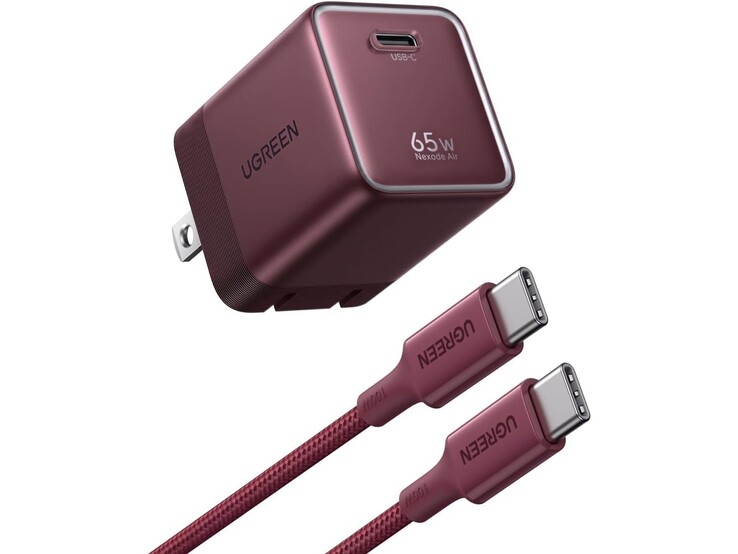 El nuevo cargador Ugreen Nexode Air 65W en color burdeos.