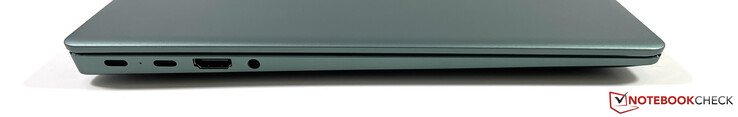 Lado izquierdo: 2x USB-C (DisplayPort, Power Delivery), HDMI 1.4b, 3,5 mm estéreo