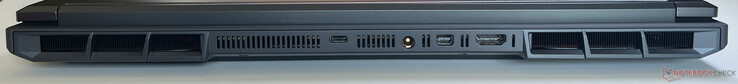 Parte trasera: USB-C 4.0 con Thunderbolt 4 (40 GBit/s, DisplayPort 2.1, Power Delivery de 140 vatios), fuente de alimentación, Mini DisplayPort 2.1, HDMI 2.1