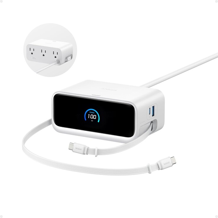 La estación de carga Anker Nano (7 en 1, 100 W) en blanco. (Fuente de la imagen: Anker)