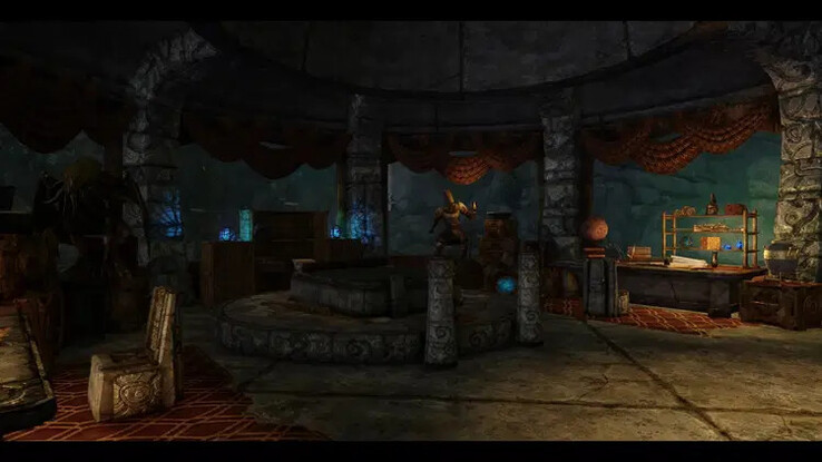 Una imagen que muestra una escena del mod Call of the Deep para Skyrim. (Fuente de la imagen: arminZX12)