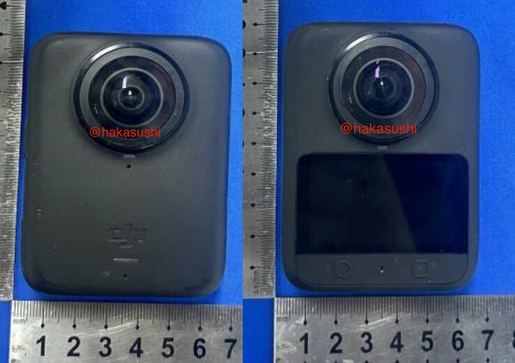 La DJI Osmo 360 toma prestado el diseño de la cámara de acción Max de GoPro. (Fuente de la imagen: FCC vía Hakasushi)
