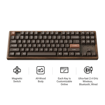 El teclado se conecta mediante 2,4 GHz, Bluetooth 5.2 o USB-C, con una tasa de sondeo de 1.000 Hz por cable y a 2,4 GHz.