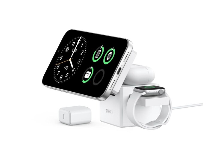 La estación de carga inalámbrica MagGo de Anker (cubo 3 en 1). (Fuente de la imagen: Anker)