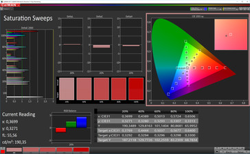 CalMAN: Saturación de color - espacio de color sRGB