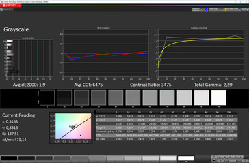Escala de grises (color de pantalla estándar [abajo], espacio de color de destino sRGB)