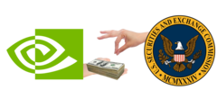 NVIDIA ha llegado a un acuerdo con la SEC por 5,5 millones de dólares. (Imagen vía NVIDIA y U.S. SEC con ediciones)