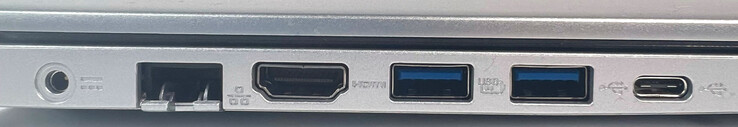 Izquierda: puerto de alimentación, 1 LAN Gigabit, 2 USB 3.1 Gen1 Tipo-A, 1 USB 3.1 Gen1 Tipo-C