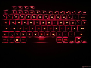 Teclado retroiluminado (aquí, por ejemplo, en rojo)