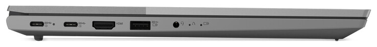 Lado izquierdo: 2 USB 3.2 Gen 2 (USB-C; Power Delivery, Displayport), HDMI, USB 3.2 Gen 1 (USB-A), conector de audio