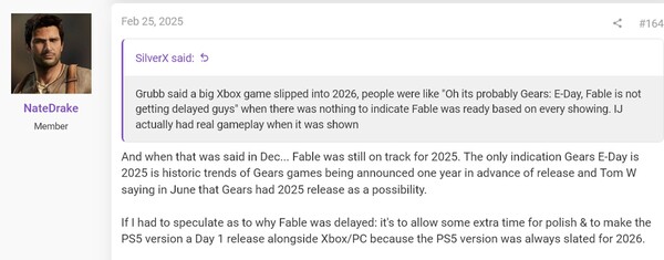NateTheHate2 comenta el reinicio de Fable versión PS5 (Fuente de la imagen: captura de pantalla, foros NateDrake@ResetEra)