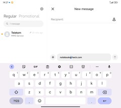 Disposición del teclado (GBoard) - pantalla principal - modo horizontal