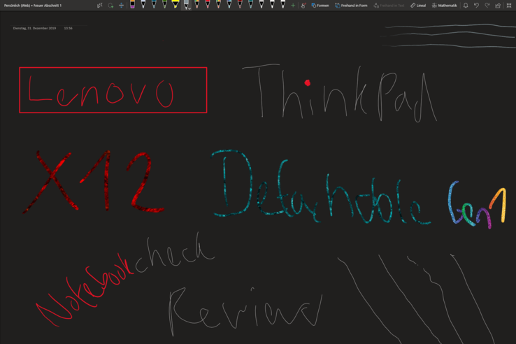 Lenovo ThinkPad X12 Detachable Gen 1: Prueba del lápiz digitalizador