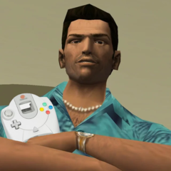 Grand Theft Auto: Vice City ya está en la Sega Dreamcast, extraoficialmente. (Fuente de la imagen: Grand Theft Auto: Vice City y Sega, con modificaciones)