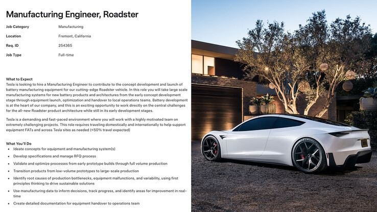 El puesto de trabajo de fabricación de baterías del Tesla Roadster 2. (Fuente de la imagen: Sawyer Merritt/X)