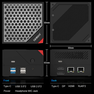 Puertos de conectividad del mini PC con la base de expansión (Fuente de la imagen: Ninkear)