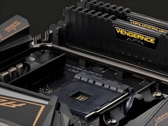 La memoria RAM Vengeance de Corsair en una placa base. (Fuente de la imagen: Corsair)