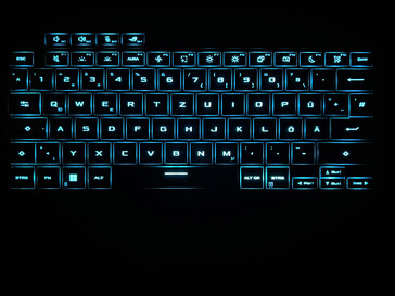 Iluminación del teclado (aquí en azul, por ejemplo)