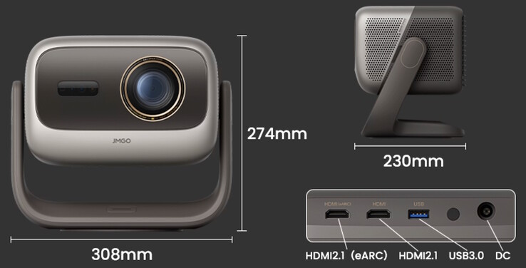 JMGO N3 Ultimate dimensiones y puertos.