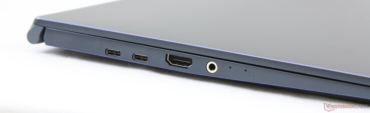 Izquierda: 2x USB Type-C + Thunderbolt 3, HDMI 1.4, audio combinado de 3.5 mm