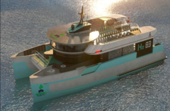 Los sistemas de electropropulsión de Green Navy proporcionan una autonomía de 300 km a 8,3 nudos, lo que equivale aproximadamente a 36 horas de navegación. (Fuente: Green Navy)