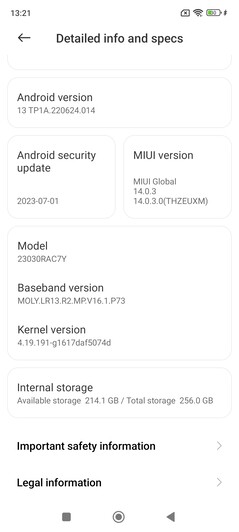 Software en el Xiaomi Redmi Note 12S