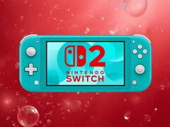 Switch Lite fotografiada con el logotipo de Nintendo Switch 2 (Fuente de la imagen: Nintendo of America con modificaciones)