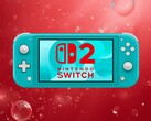 Switch Lite fotografiada con el logotipo de Nintendo Switch 2 (Fuente de la imagen: Nintendo of America con modificaciones)