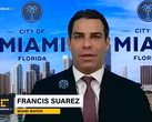 El alcalde de Miami, Francis Suárez, dio la noticia del rendimiento del bitcoin en directo en CoinDesk TV. (Fuente de la imagen: CoinDesk)