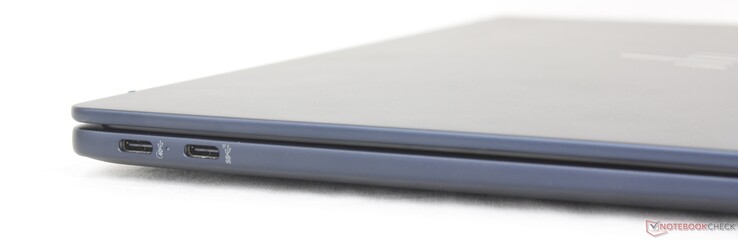 Izquierda: USB-C 4.0 (40 Gbps) con DisplayPort + Power Delivery, USB-C 3.2 (10 Gbps) con DisplayPort + Power Delivery
